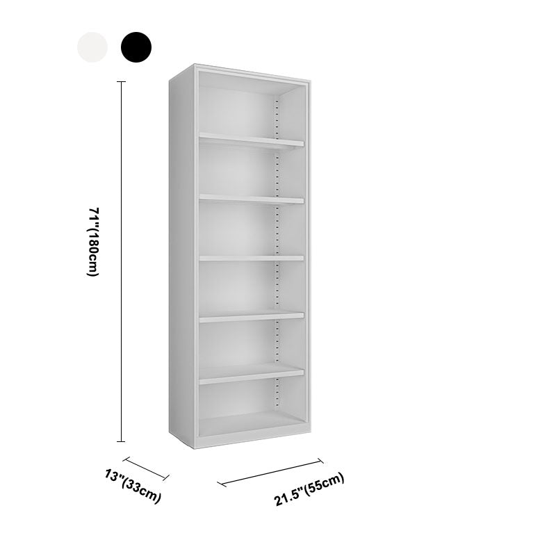 Modern Closed Storage Bookcase Black/White Metal Bookshelf with Shelves