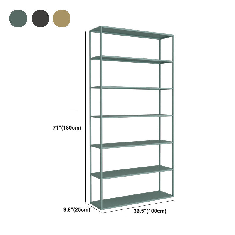 9.8" W Modern Open Storage Bookcase Metal Bookshelf with Shelves
