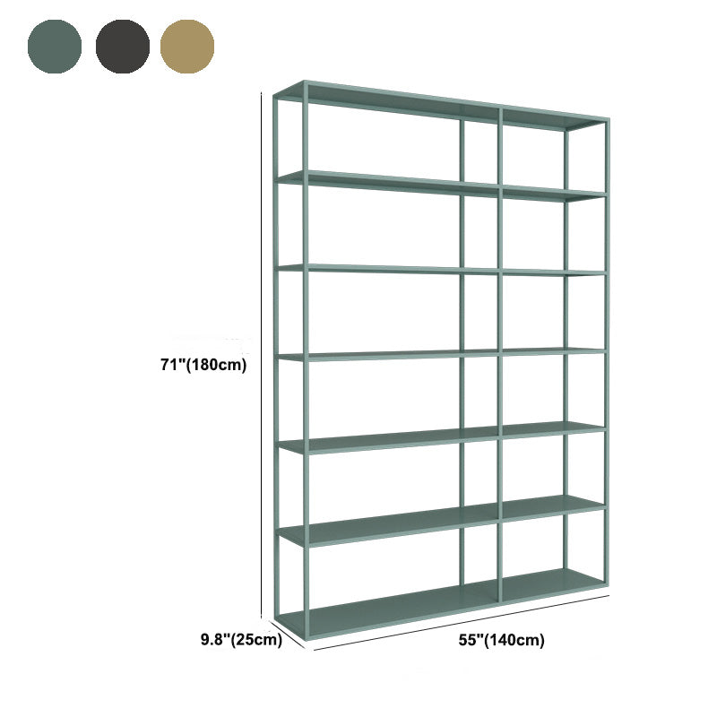 9.8" W Modern Open Storage Bookcase Metal Bookshelf with Shelves