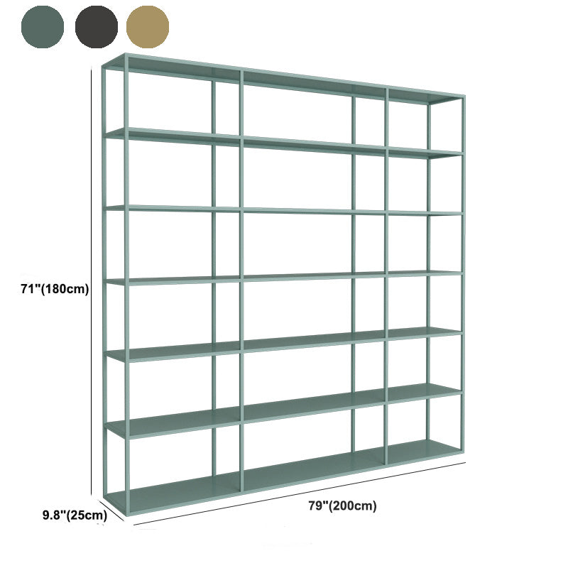 9.8" W Modern Open Storage Bookcase Metal Bookshelf with Shelves