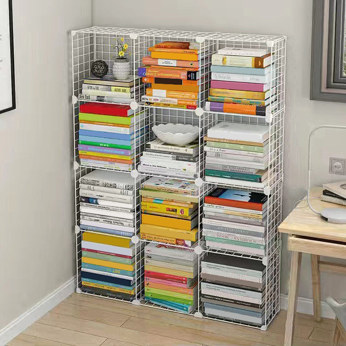 Contemporary Geometric Book Shelf 8.66" Wide Metal Shelf Bookcase