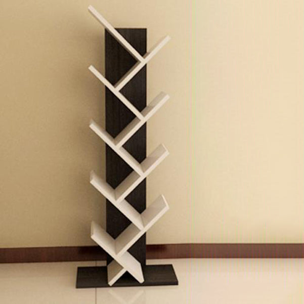 Modern Engineered Wood Bookcase Geometric Bookshelf for Living Room