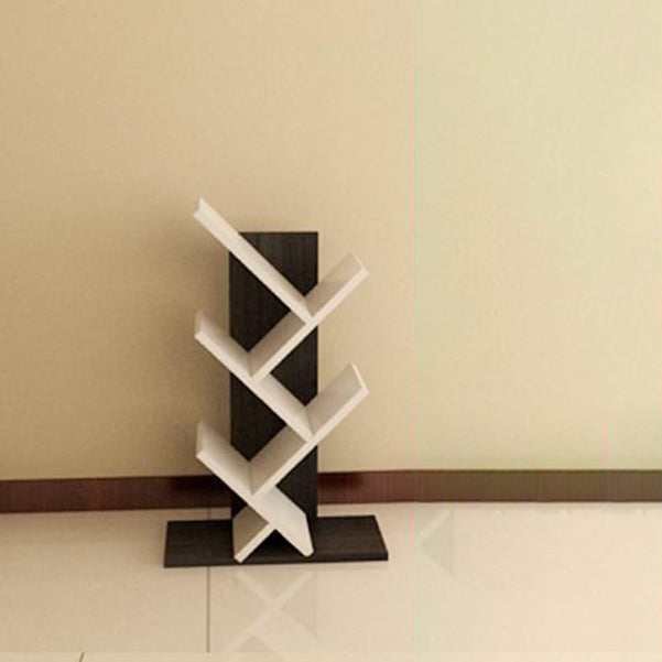 Modern Engineered Wood Bookcase Geometric Bookshelf for Living Room