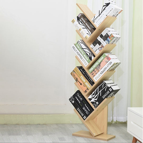 Modern Engineered Wood Bookcase Geometric Bookshelf for Living Room