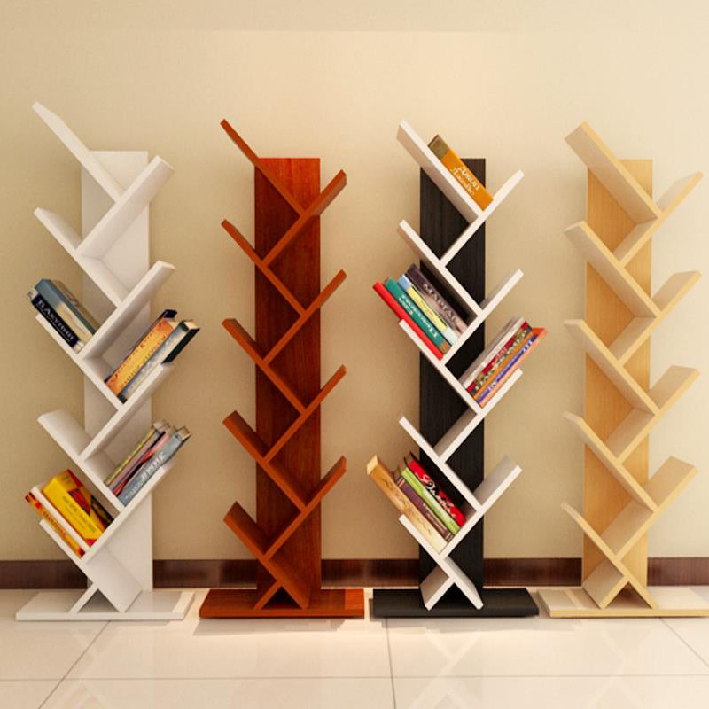 Modern Engineered Wood Bookcase Geometric Bookshelf for Living Room