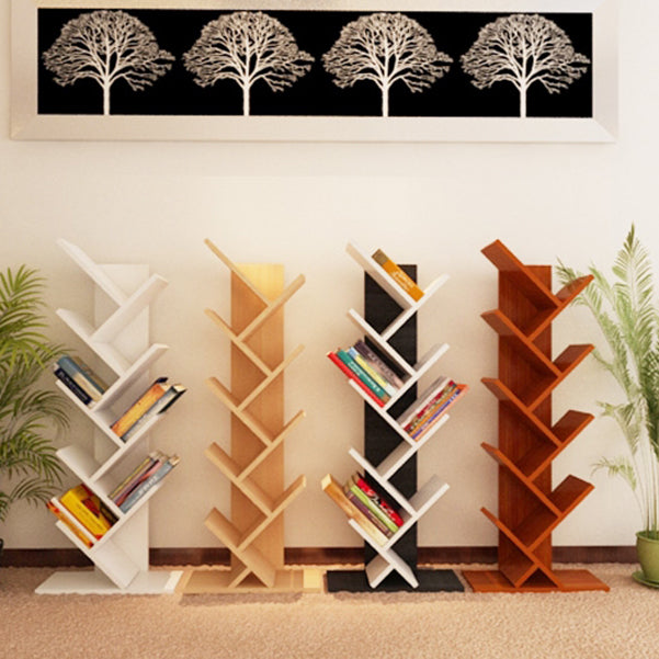 Modern Engineered Wood Bookcase Geometric Bookshelf for Living Room