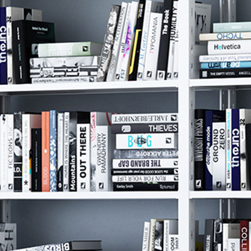 Metal Open Back Bookshelf Modern Rectangle Standard Bookcase