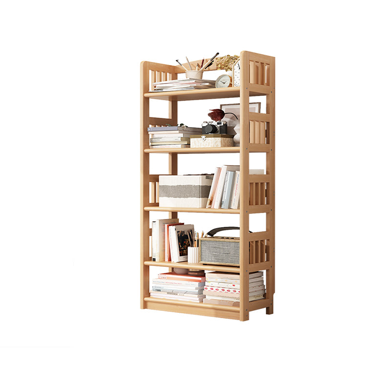 Rectangle Etagere Bookcase Scandinavian Solid Wood Open Back Bookshelf