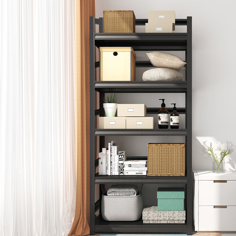 Rectangle Metal Bookcase Modern Closed Back Bookshelf with Shelves