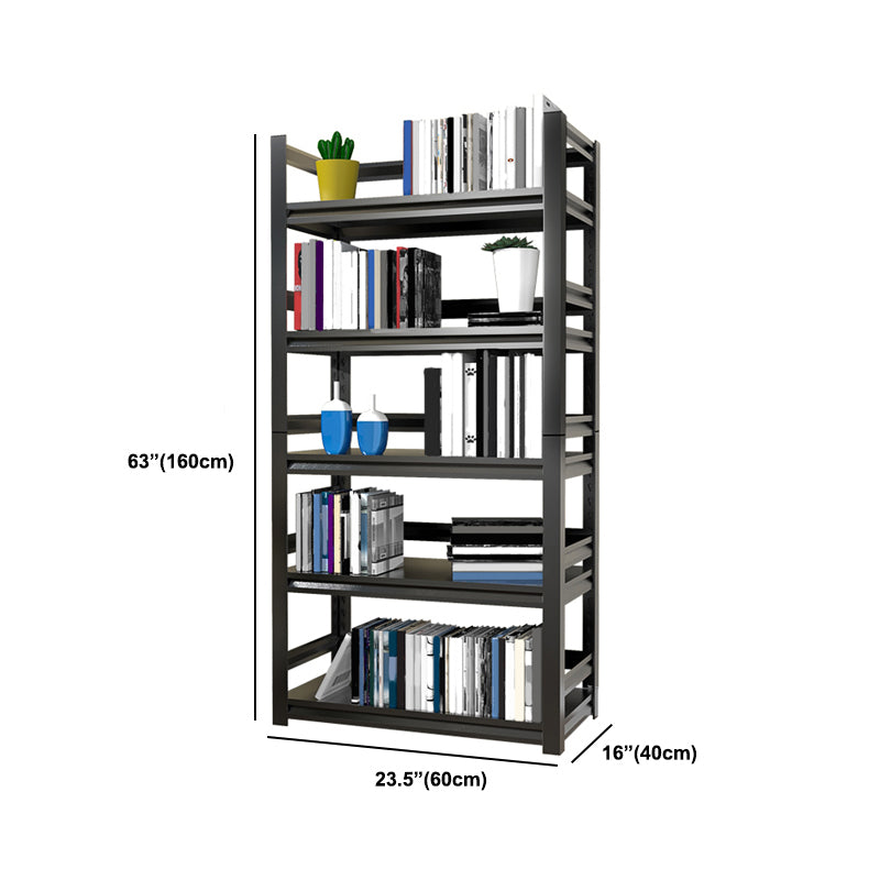 Rectangle Metal Bookcase Modern Closed Back Bookshelf with Shelves