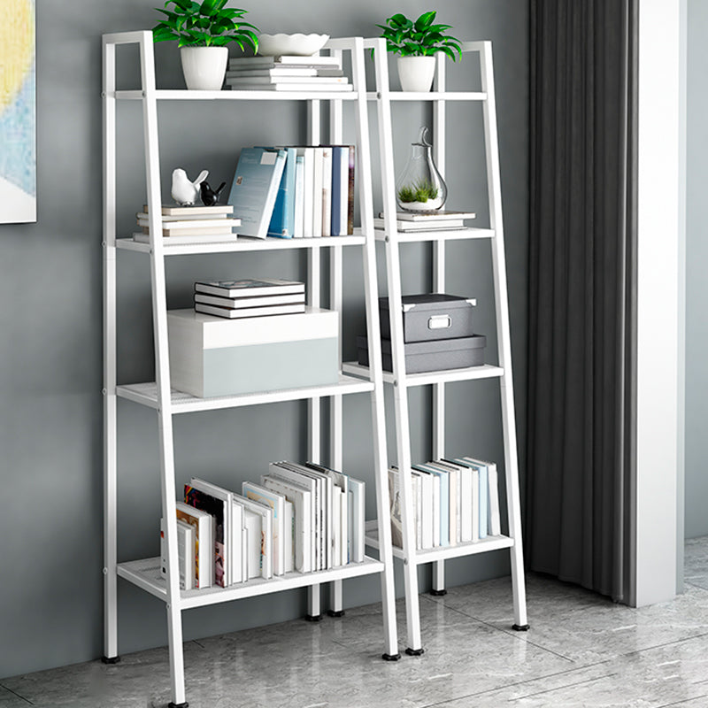 Ladder Metal Bookshelf Modern Bookcase with Rectangular Shelves