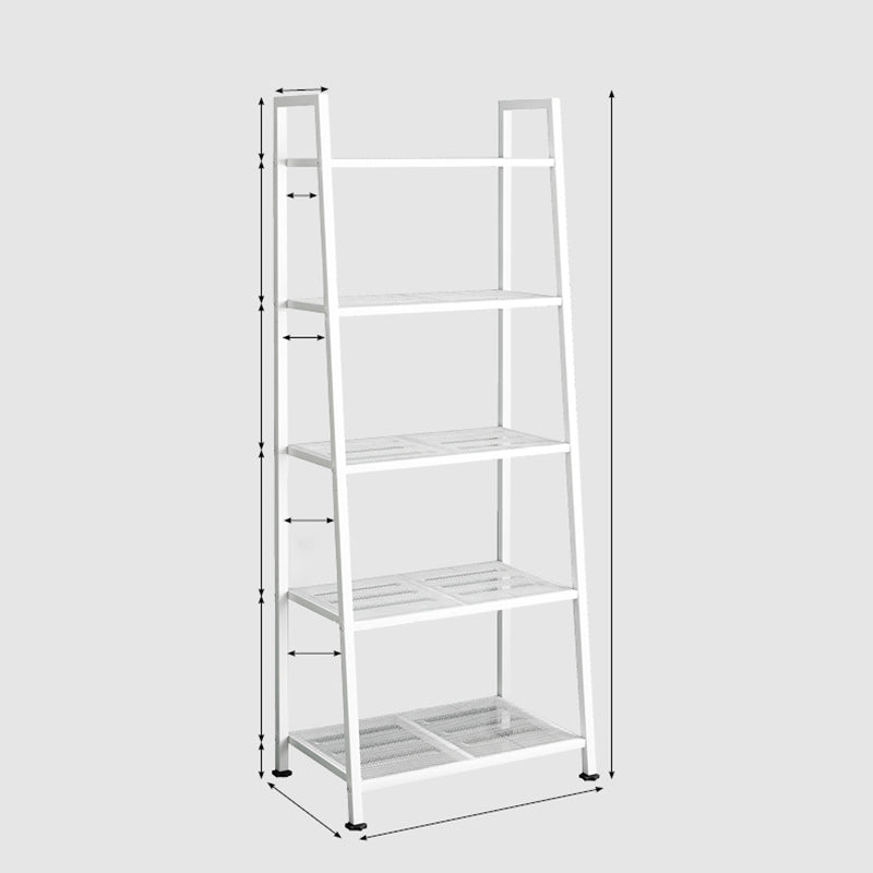 Ladder Metal Bookshelf Modern Bookcase with Rectangular Shelves