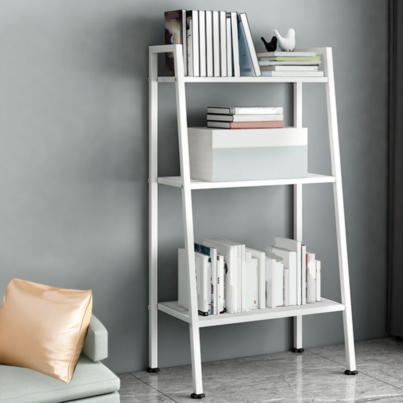 Ladder Metal Bookshelf Modern Bookcase with Rectangular Shelves