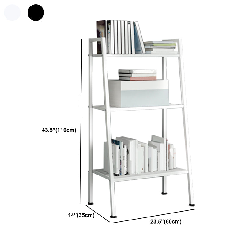 Ladder Metal Bookshelf Modern Bookcase with Rectangular Shelves