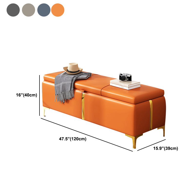 15.4" W Glam Upholstered Ottoman Bench Cushioned Seating Bench