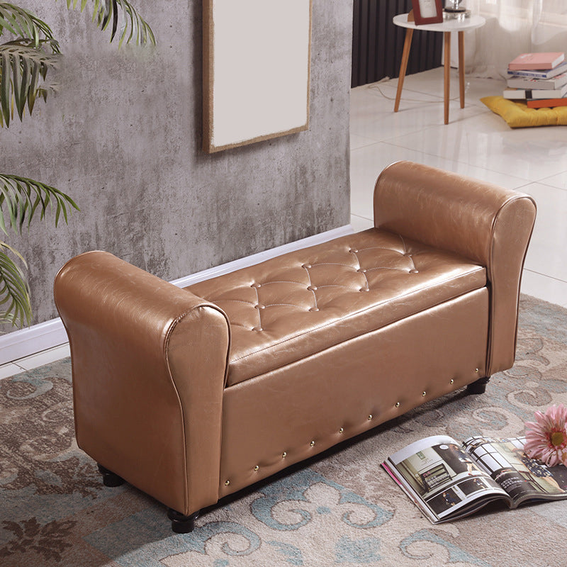 15.7" W Mid-Century Modern Nailheads Bench Manufactured Wood Bench