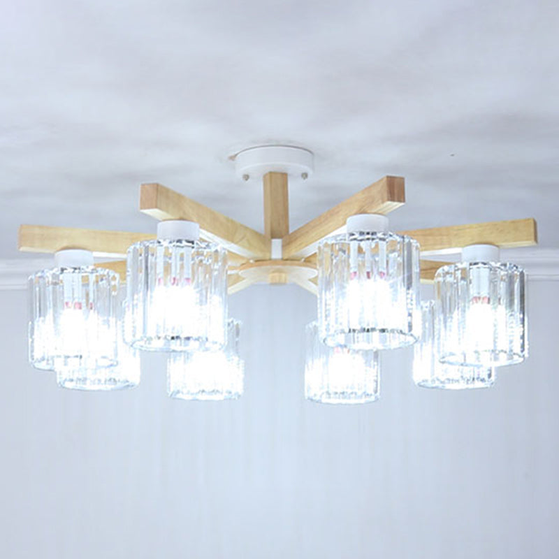 Modern Flush Light Fixtures Crystal Cylinder Flush Mount Lamp in Brown