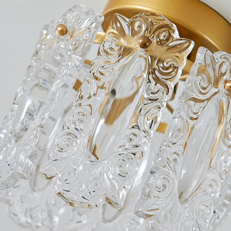 Traditional Metal Semi Flush Lamp 1-Light Bedroom Ceiling Lighting with Glass Shade