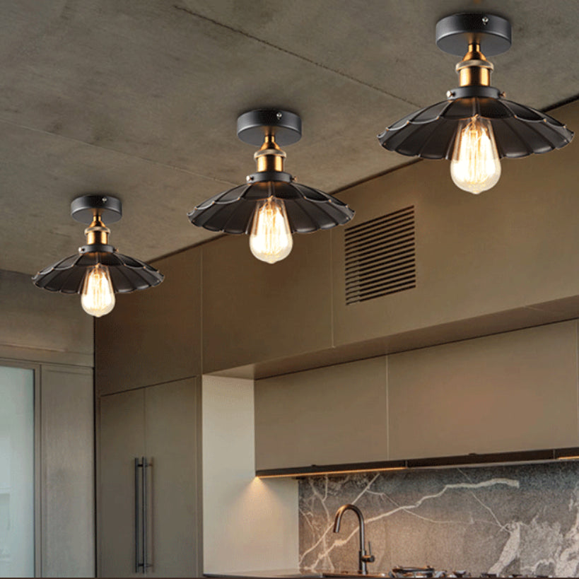 Semi Flush Mount Ceiling Light Industrial Metal Flared Semi-Flush Mount Ceiling Light