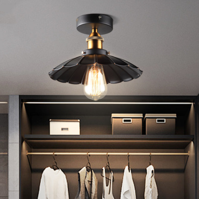 Semi Flush Mount Ceiling Light Industrial Metal Flared Semi-Flush Mount Ceiling Light