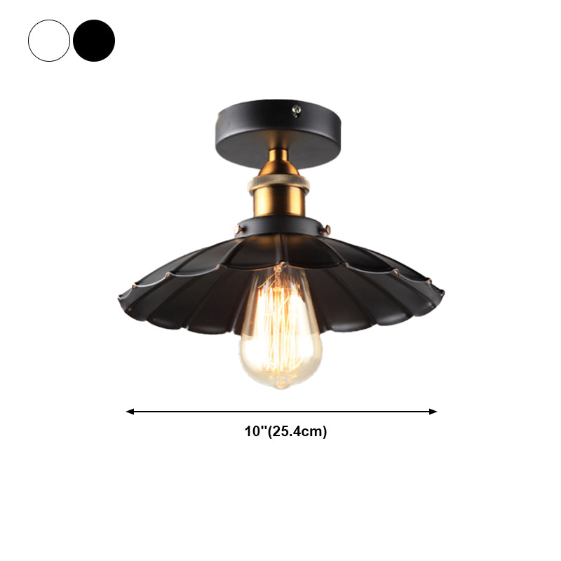 Semi Flush Mount Ceiling Light Industrial Metal Flared Semi-Flush Mount Ceiling Light