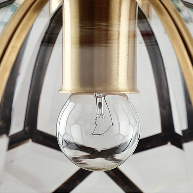 Shaded Aisle Semi Mount Lighting Vintage-Style Glass Brass Ceiling Mounted Light