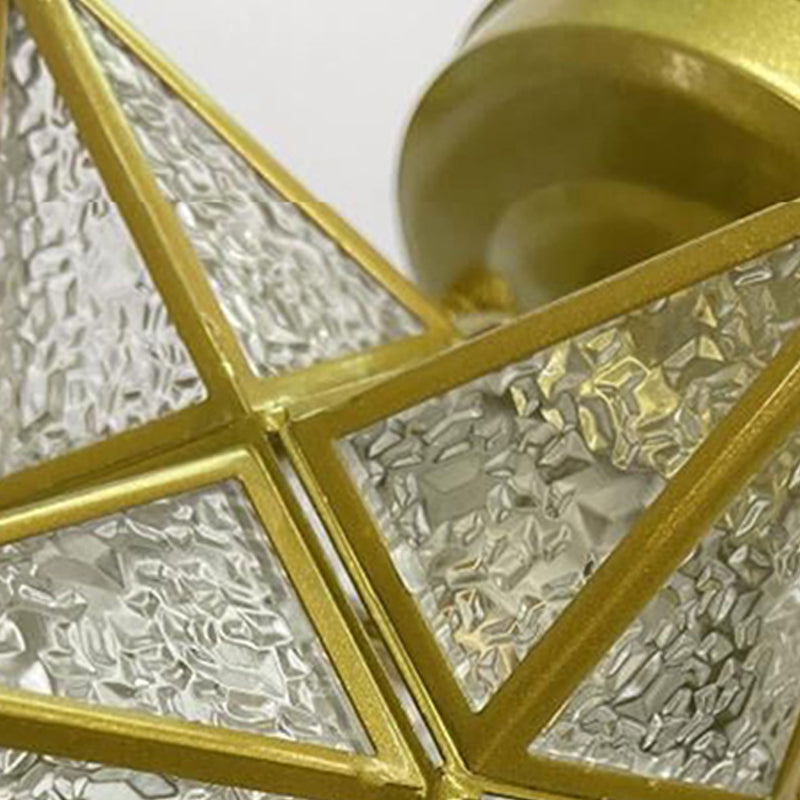 Glass Star Ceiling Mount Light Fixture Vintage Aisle Ceiling Lamp in Gold