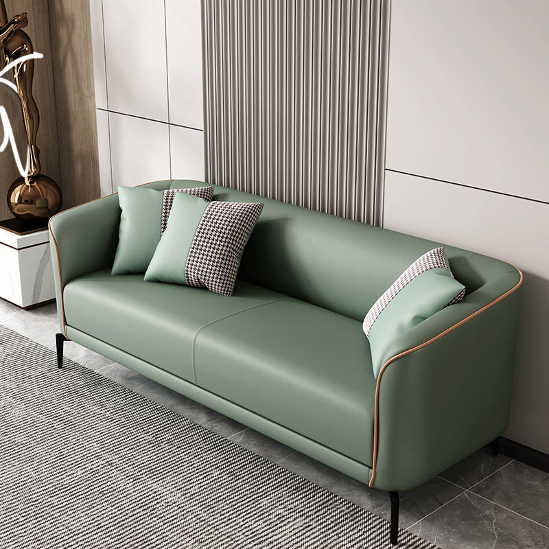 Faux Leather Sofa Tuxedo Arm Sofa 25.98" High for Apartment, Stain Resistant