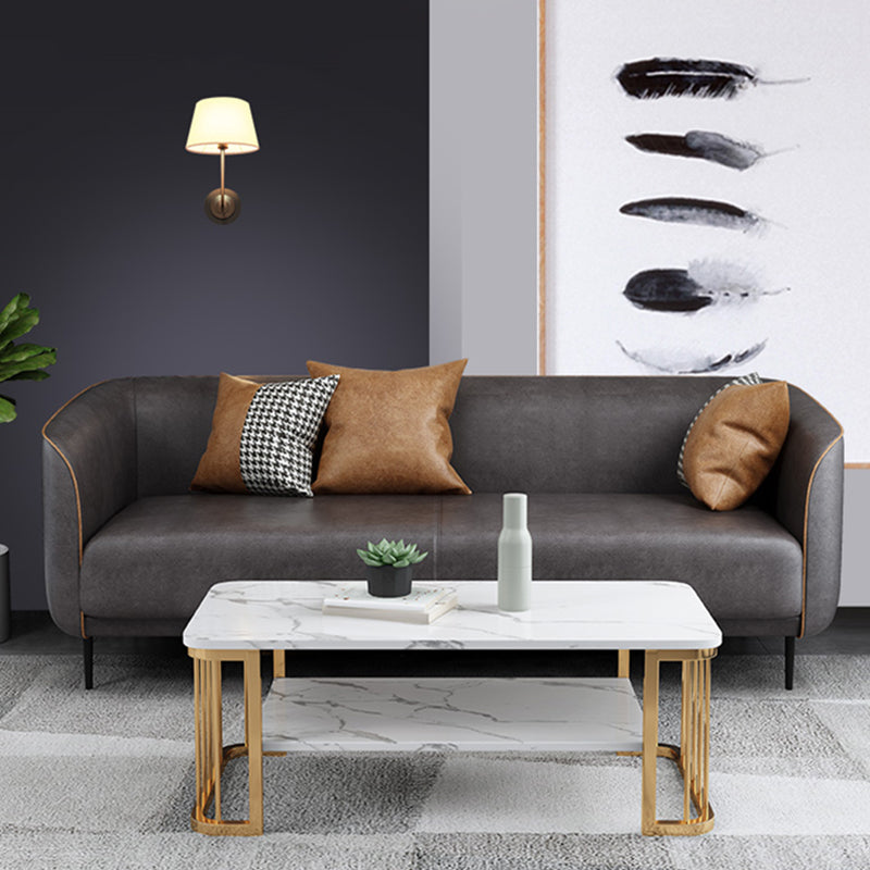 Modern Faux Leather Standard Sofa Tuxedo Arm Living Room Sofa
