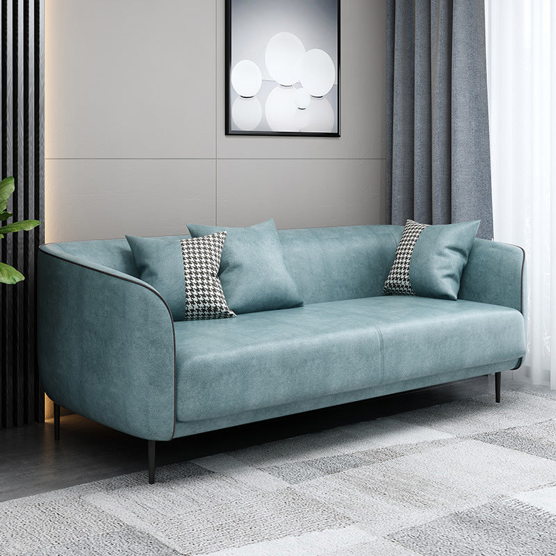 Modern Faux Leather Standard Sofa Tuxedo Arm Living Room Sofa