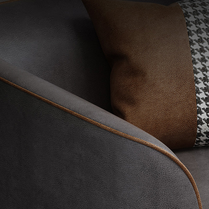 Modern Faux Leather Standard Sofa Tuxedo Arm Living Room Sofa