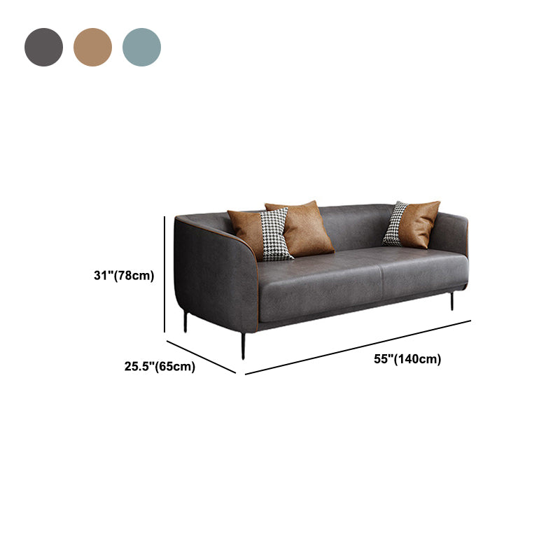 Modern Faux Leather Standard Sofa Tuxedo Arm Living Room Sofa