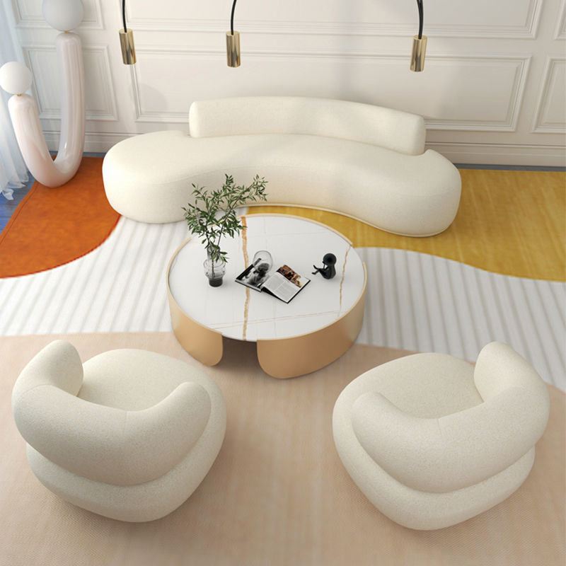 Modern Style Curved Sofa Minimalist Velvet Armless Sofa - 26.77" H