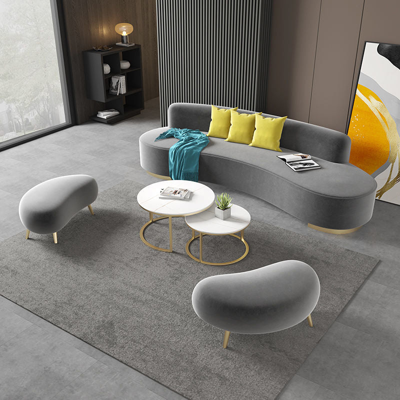 Modern Style Curved Sofa Minimalist Velvet Armless Sofa - 26.77" H