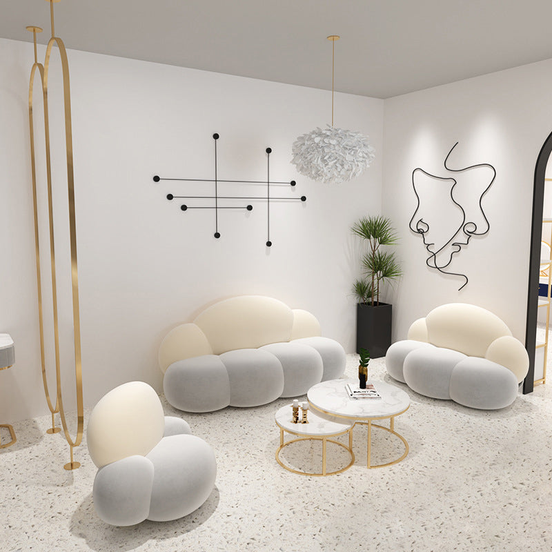 29.52" Wide Velvet Curved Sofa Cloud Shape Armless Sofa for Living Room