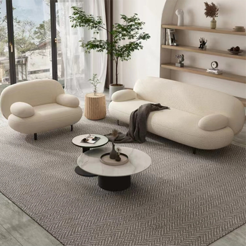 Pillow Top Arm Sofa Contemporary Wool 29.9-Inch High Sofa in White