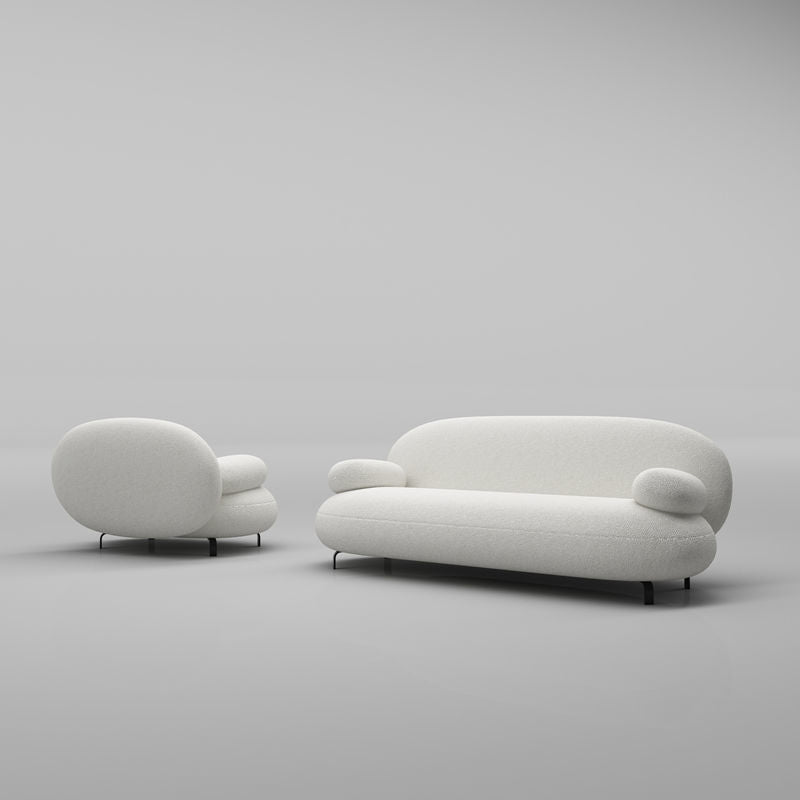 Pillow Top Arm Sofa Contemporary Wool 29.9-Inch High Sofa in White
