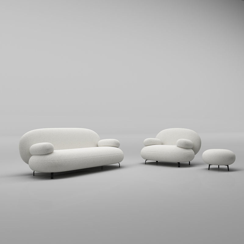 Pillow Top Arm Sofa Contemporary Wool 29.9-Inch High Sofa in White