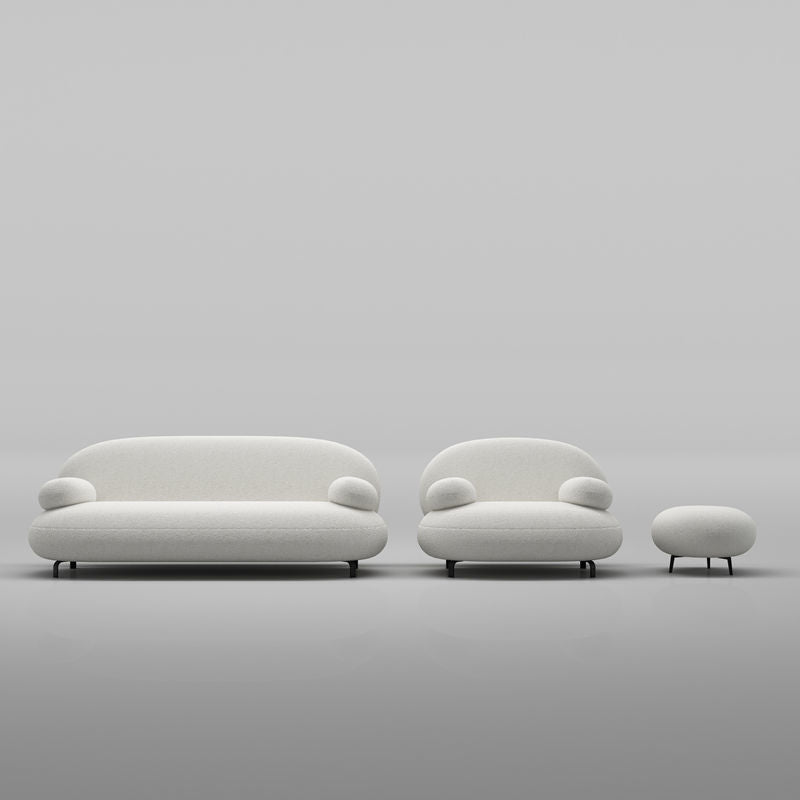 Pillow Top Arm Sofa Contemporary Wool 29.9-Inch High Sofa in White