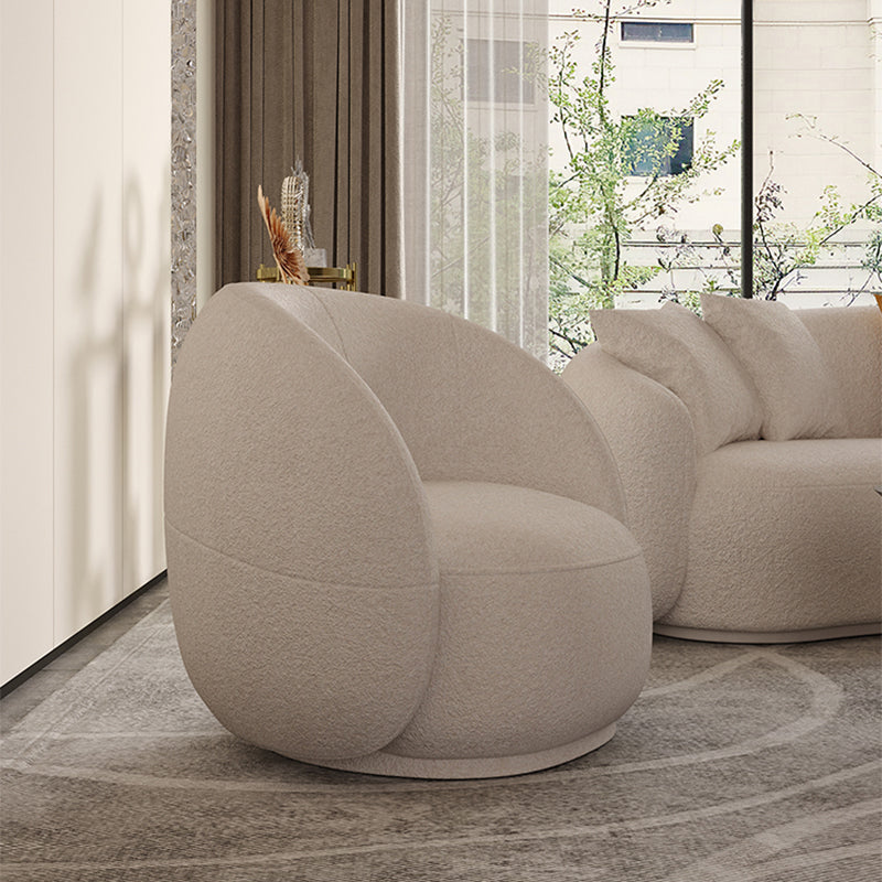 Gray Wool Sloped Arm Sofa Contemporary Curved Sofa for Living Room