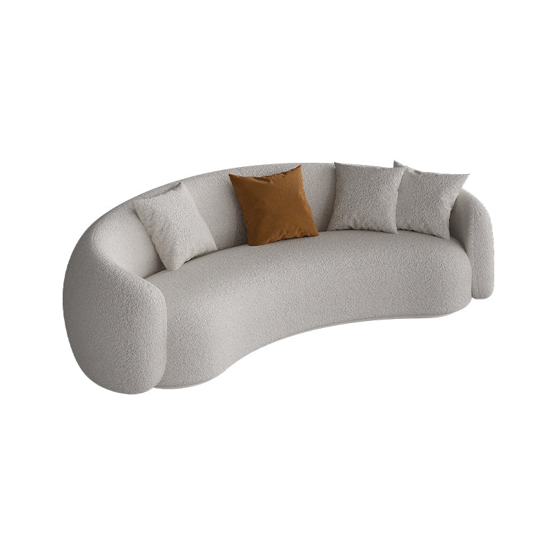 Gray Wool Sloped Arm Sofa Contemporary Curved Sofa for Living Room