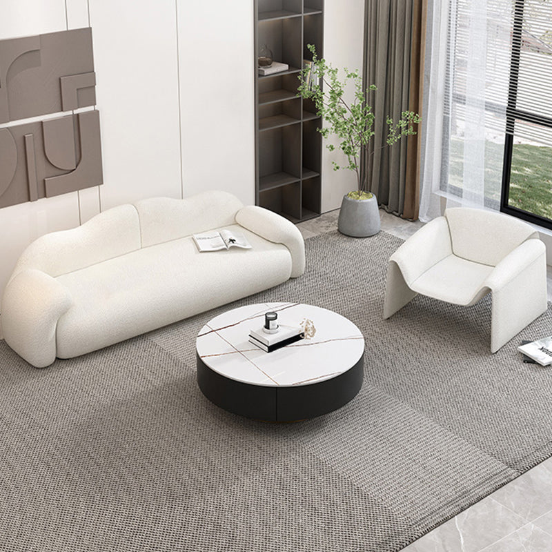 32.38" D Wool Sofa Modernism Pillow Top Arm Seating in White