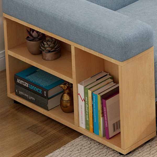 Modern Fabric Sofa Square Arm Loose Back Settee with Storage for Living Room