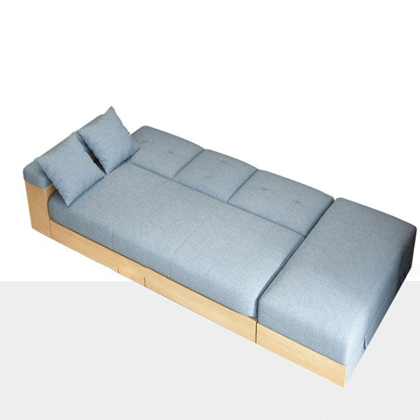 Modern Fabric Sofa Square Arm Loose Back Settee with Storage for Living Room
