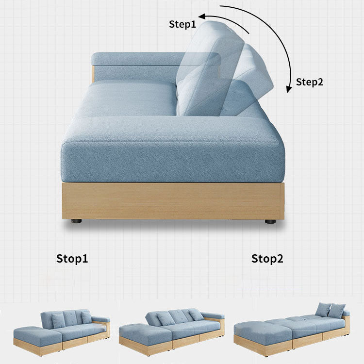 Modern Fabric Sofa Square Arm Loose Back Settee with Storage for Living Room