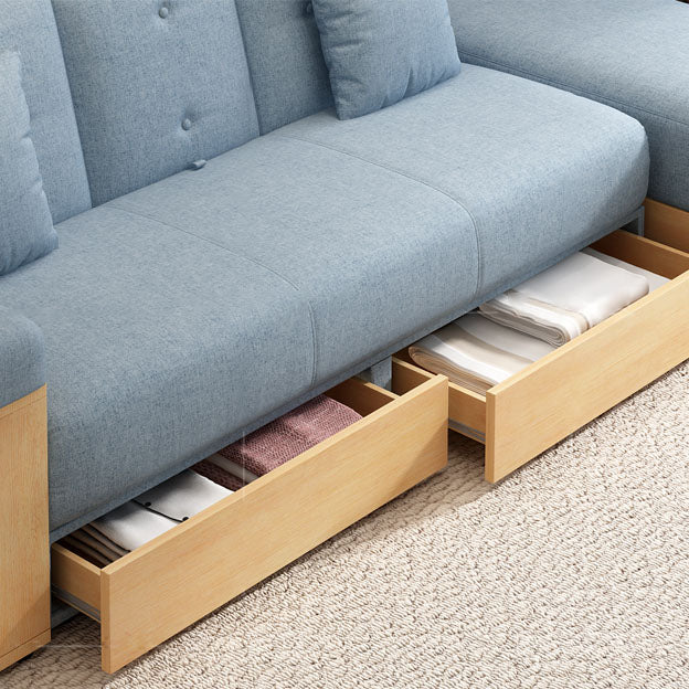 Modern Fabric Sofa Square Arm Loose Back Settee with Storage for Living Room