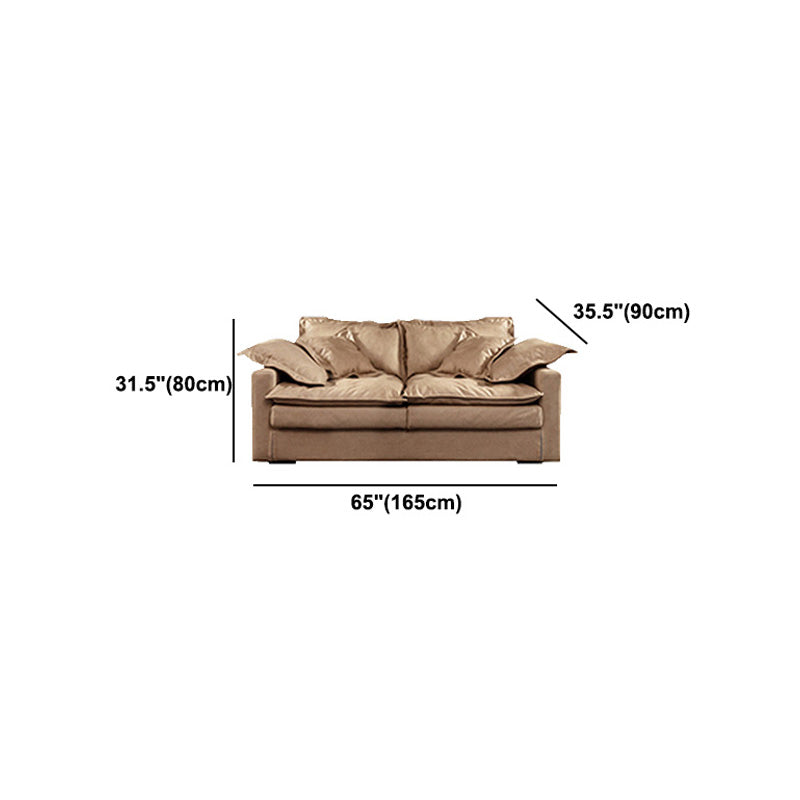 Faux Leather Sofa 35.43" D x 31.49" H Square Arm Sofa for Living Room