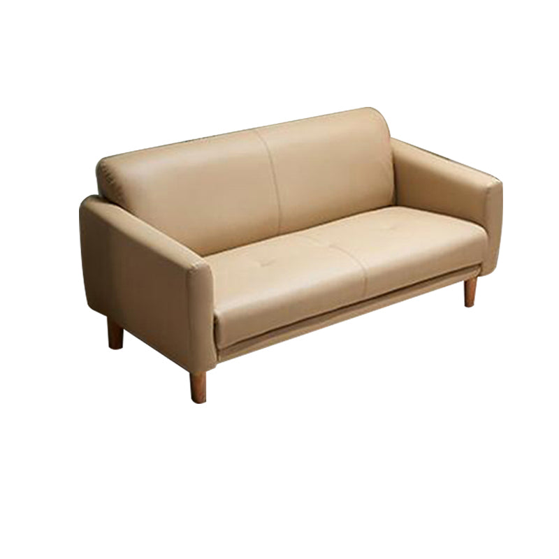 Modern Square Arm Stain Resistant Settee Couch in Orange/Ivory Cushions