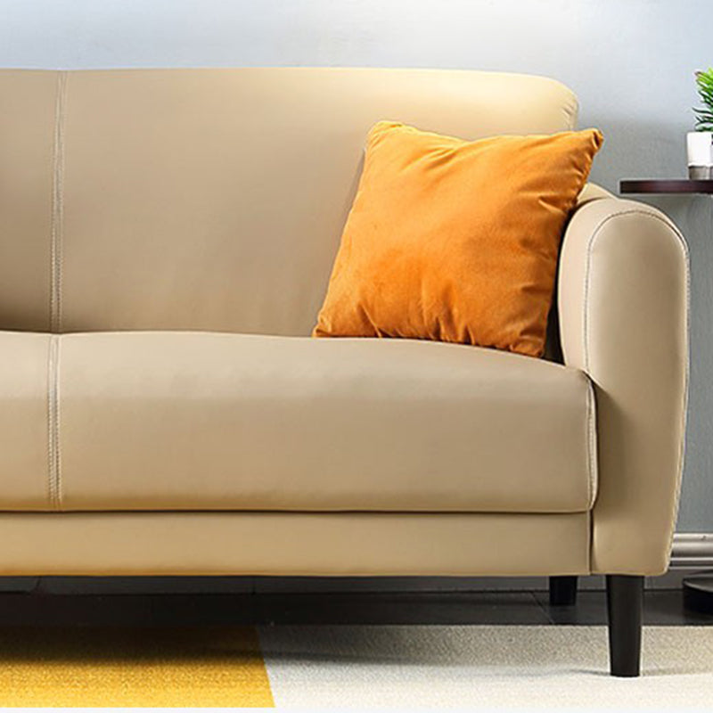 Modern Square Arm Stain Resistant Settee Couch in Orange/Ivory Cushions