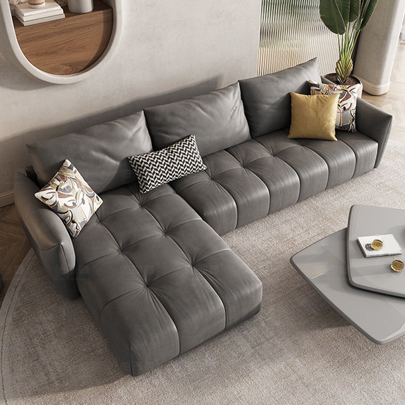 Square Arm Cloud Gray Cushion Back Contemporary Stain-Resistant Sofa